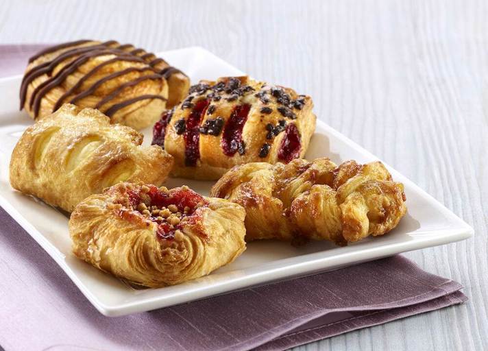Schulstad Mini Signature Selection of Danish Pastries including Strawberry Shortcake, Salted Caramel, Lemon Cheesecake, Toasted Coconut Swirl, and Cherry Chocolate