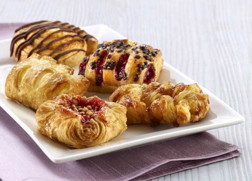 Schulstad Mini Signature Selection of Danish Pastries including Strawberry Shortcake, Salted Caramel, Lemon Cheesecake, Toasted Coconut Swirl, and Cherry Chocolate