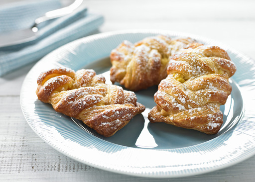 80247 Schulstad Mini Cheese Plait Danish Pastries Plated on Table