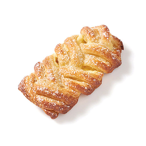 Schulstad ready-to-bake Large Cheese Plait made with 24 layers of pastry dough, filled with a sweet, creamy cheese and folded in a unique braid shape